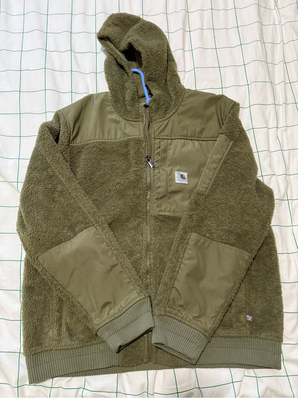 Carhartt Kids Olive Green Sherpa Hooded Zip Jacket